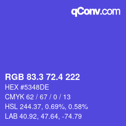 カラーコード: RGB 83.3 72.4 222 | qconv.com