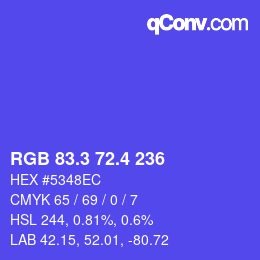 カラーコード: RGB 83.3 72.4 236 | qconv.com