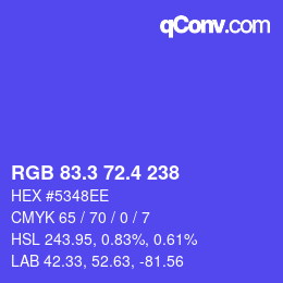 カラーコード: RGB 83.3 72.4 238 | qconv.com
