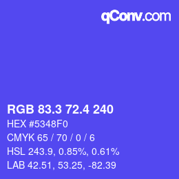 カラーコード: RGB 83.3 72.4 240 | qconv.com