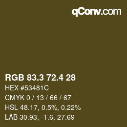 カラーコード: RGB 83.3 72.4 28 | qconv.com
