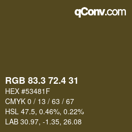 カラーコード: RGB 83.3 72.4 31 | qconv.com