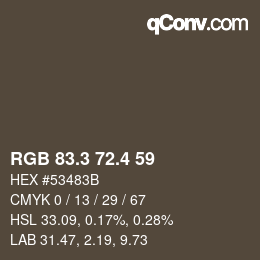カラーコード: RGB 83.3 72.4 59 | qconv.com
