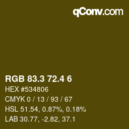 カラーコード: RGB 83.3 72.4 6 | qconv.com