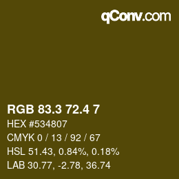 カラーコード: RGB 83.3 72.4 7 | qconv.com