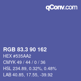 カラーコード: RGB 83.3 90 162 | qconv.com