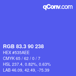 カラーコード: RGB 83.3 90 238 | qconv.com