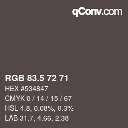 Código de color: RGB 83.5 72 71 | qconv.com