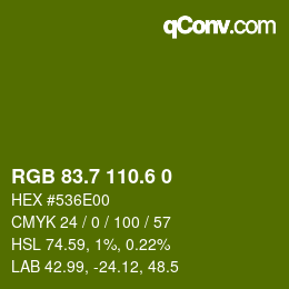 カラーコード: RGB 83.7 110.6 0 | qconv.com