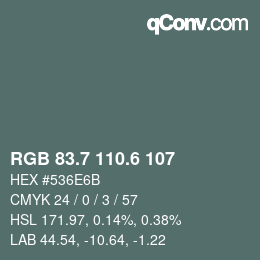 カラーコード: RGB 83.7 110.6 107 | qconv.com