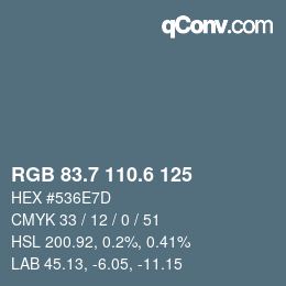カラーコード: RGB 83.7 110.6 125 | qconv.com