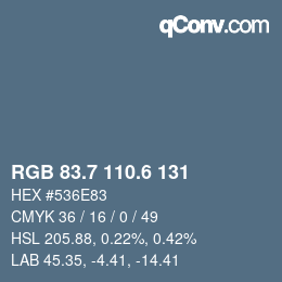 カラーコード: RGB 83.7 110.6 131 | qconv.com