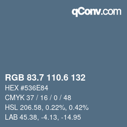 カラーコード: RGB 83.7 110.6 132 | qconv.com