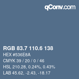 カラーコード: RGB 83.7 110.6 138 | qconv.com