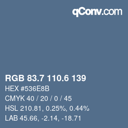 カラーコード: RGB 83.7 110.6 139 | qconv.com