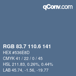 カラーコード: RGB 83.7 110.6 141 | qconv.com
