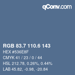 カラーコード: RGB 83.7 110.6 143 | qconv.com