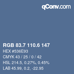 カラーコード: RGB 83.7 110.6 147 | qconv.com