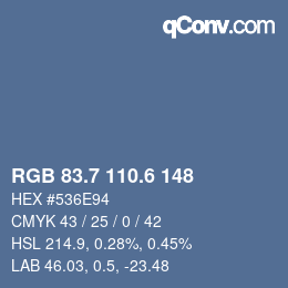カラーコード: RGB 83.7 110.6 148 | qconv.com