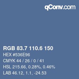 カラーコード: RGB 83.7 110.6 150 | qconv.com