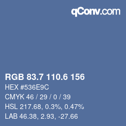 カラーコード: RGB 83.7 110.6 156 | qconv.com