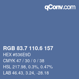 カラーコード: RGB 83.7 110.6 157 | qconv.com