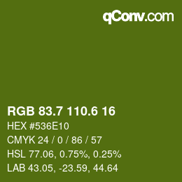 カラーコード: RGB 83.7 110.6 16 | qconv.com