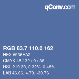 カラーコード: RGB 83.7 110.6 162 | qconv.com
