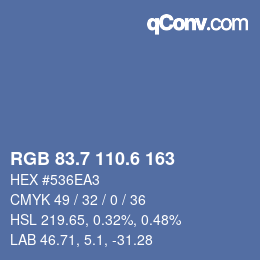 カラーコード: RGB 83.7 110.6 163 | qconv.com