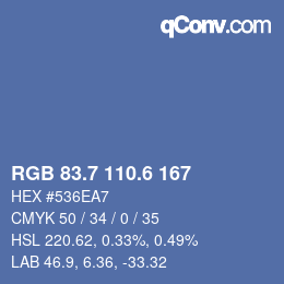 カラーコード: RGB 83.7 110.6 167 | qconv.com
