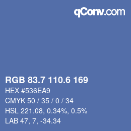 カラーコード: RGB 83.7 110.6 169 | qconv.com