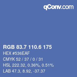 カラーコード: RGB 83.7 110.6 175 | qconv.com