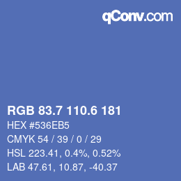 カラーコード: RGB 83.7 110.6 181 | qconv.com
