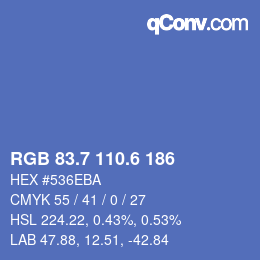 カラーコード: RGB 83.7 110.6 186 | qconv.com