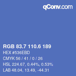 カラーコード: RGB 83.7 110.6 189 | qconv.com