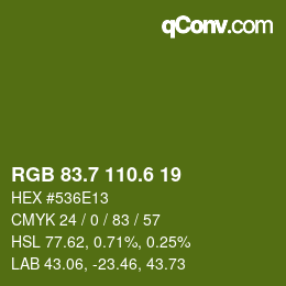 カラーコード: RGB 83.7 110.6 19 | qconv.com