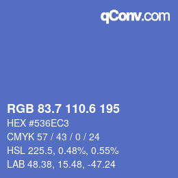 カラーコード: RGB 83.7 110.6 195 | qconv.com