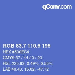 カラーコード: RGB 83.7 110.6 196 | qconv.com