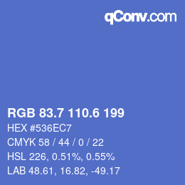 カラーコード: RGB 83.7 110.6 199 | qconv.com