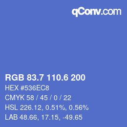 カラーコード: RGB 83.7 110.6 200 | qconv.com