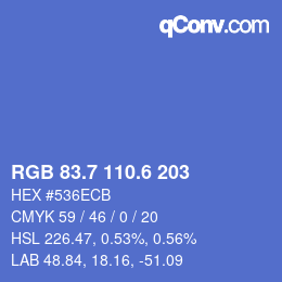 カラーコード: RGB 83.7 110.6 203 | qconv.com
