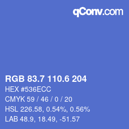 カラーコード: RGB 83.7 110.6 204 | qconv.com