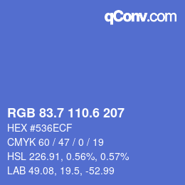 カラーコード: RGB 83.7 110.6 207 | qconv.com