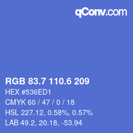 カラーコード: RGB 83.7 110.6 209 | qconv.com