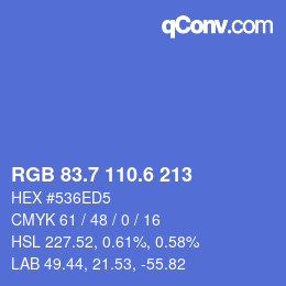 カラーコード: RGB 83.7 110.6 213 | qconv.com