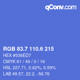 カラーコード: RGB 83.7 110.6 215 | qconv.com