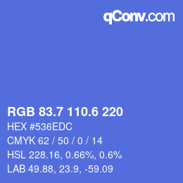 カラーコード: RGB 83.7 110.6 220 | qconv.com