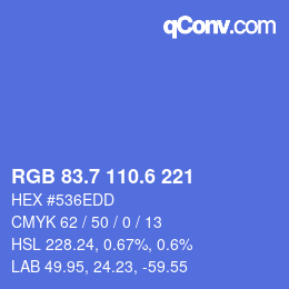 カラーコード: RGB 83.7 110.6 221 | qconv.com