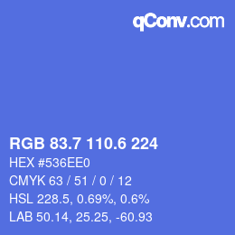 カラーコード: RGB 83.7 110.6 224 | qconv.com