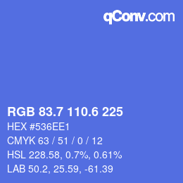カラーコード: RGB 83.7 110.6 225 | qconv.com